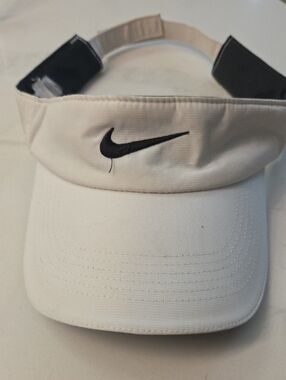 Nike White Visor with Black Swoosh